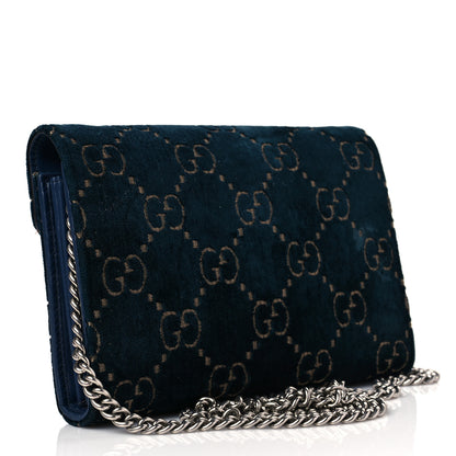 Gucci Velvet GG Monogram Mini Dionysus Chain Wallet Blue Beige Black 3 of 8
