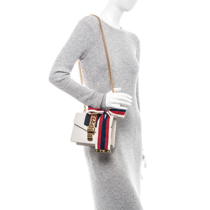 Gucci Calfskin Mini Sylvie Chain Shoulder Bag White 9 of 9