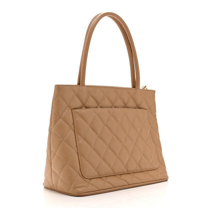 Chanel Caviar Quilted Medallion Tote Beige 3 of 10
