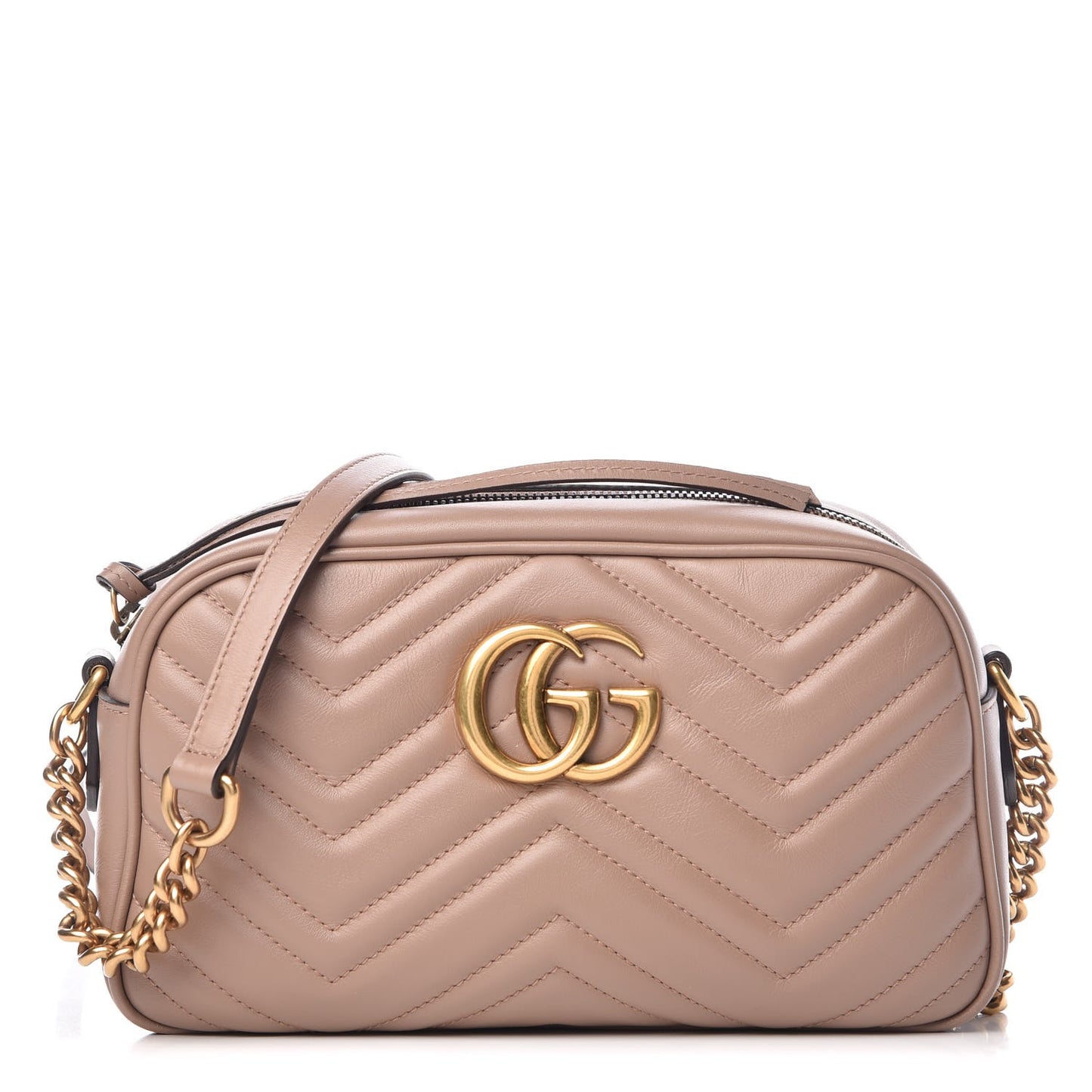 Calfskin Matelasse Small GG Marmont Chain Shoulder Bag Taupe