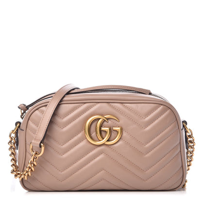 Gucci Calfskin Matelasse Small GG Marmont Chain Shoulder Bag Taupe 1 of 11