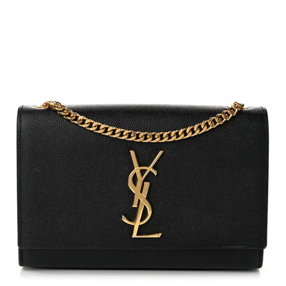 Saint Laurent Grain De Poudre Small Classic Monogram Kate Satchel Black 1 of 11