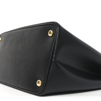 Prada Saffiano Cuir Medium Double Bag Black Fuoco 9 of 9