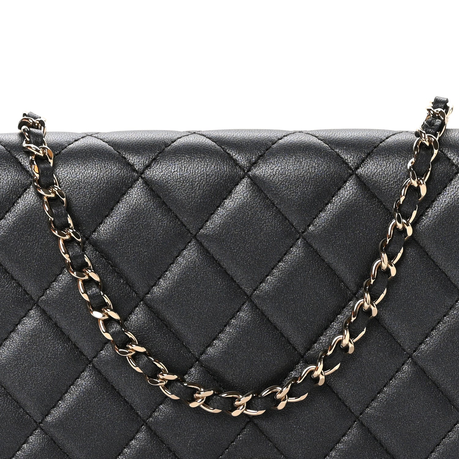 Chanel Iridescent Lambskin Quilted Pearl Wallet On Chain WOC Black 9 of 12