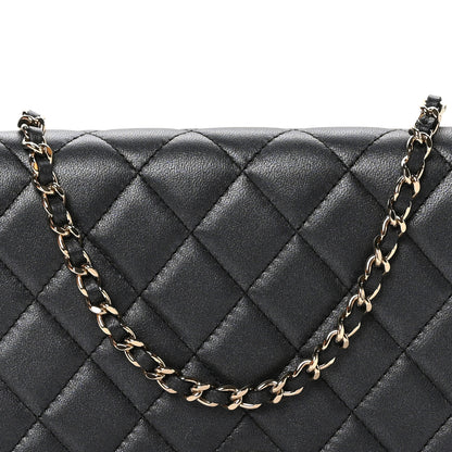 Chanel Iridescent Lambskin Quilted Pearl Wallet On Chain WOC Black 9 of 12