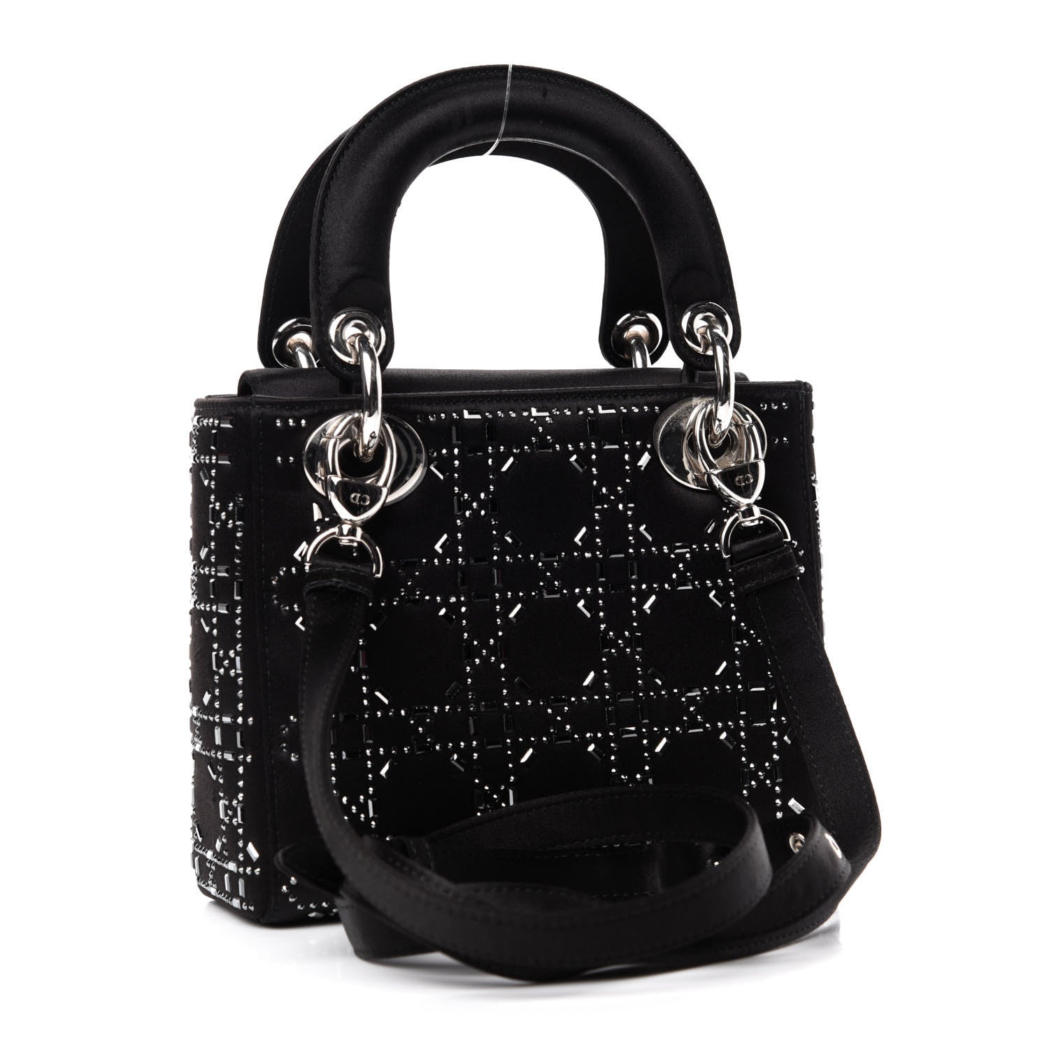 Christian Dior Satin Crystal Cannage Mini Lady Dior Black 3 of 11