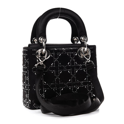 Christian Dior Satin Crystal Cannage Mini Lady Dior Black 3 of 11