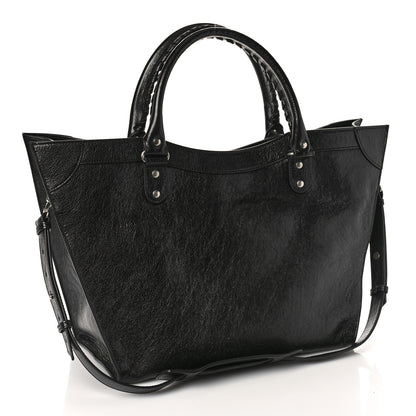 Balenciaga Agneau Arena Neo Classic Silver Hardware Large Upside Down Tote Black 3 of 8
