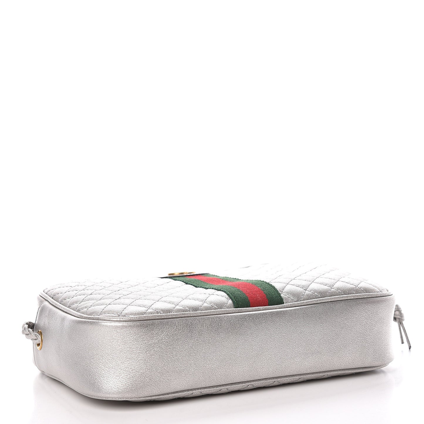 Laminated Nappa Web Trapuntata Small GG Shoulder Bag Argento