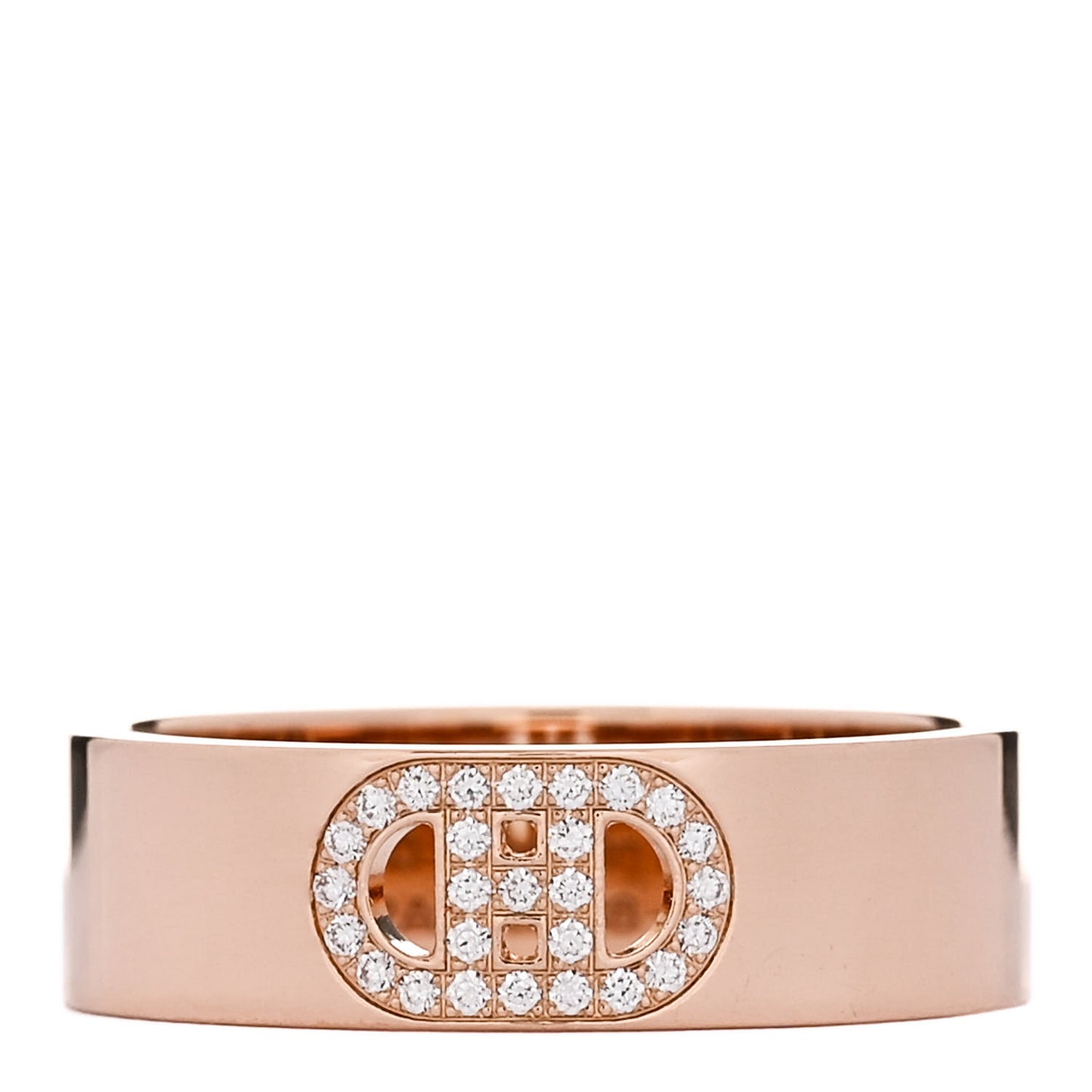 18K Rose Gold Diamond PM H D'Ancre Ring 53 6.5