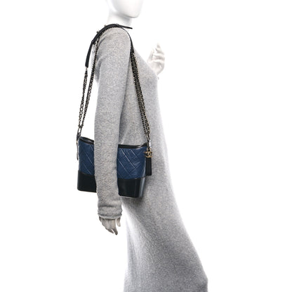Chanel Aged Calfskin Quilted New Medium Gabrielle Hobo Navy Black 2 of 10
