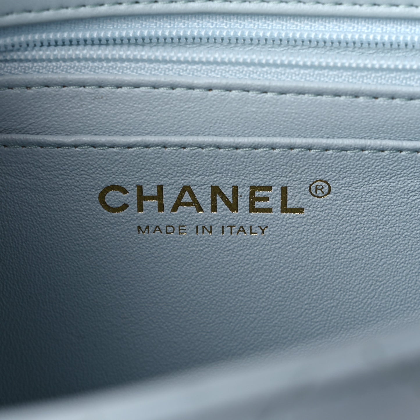 Lambskin Quilted Mini Top Handle Rectangular Flap Light Blue
