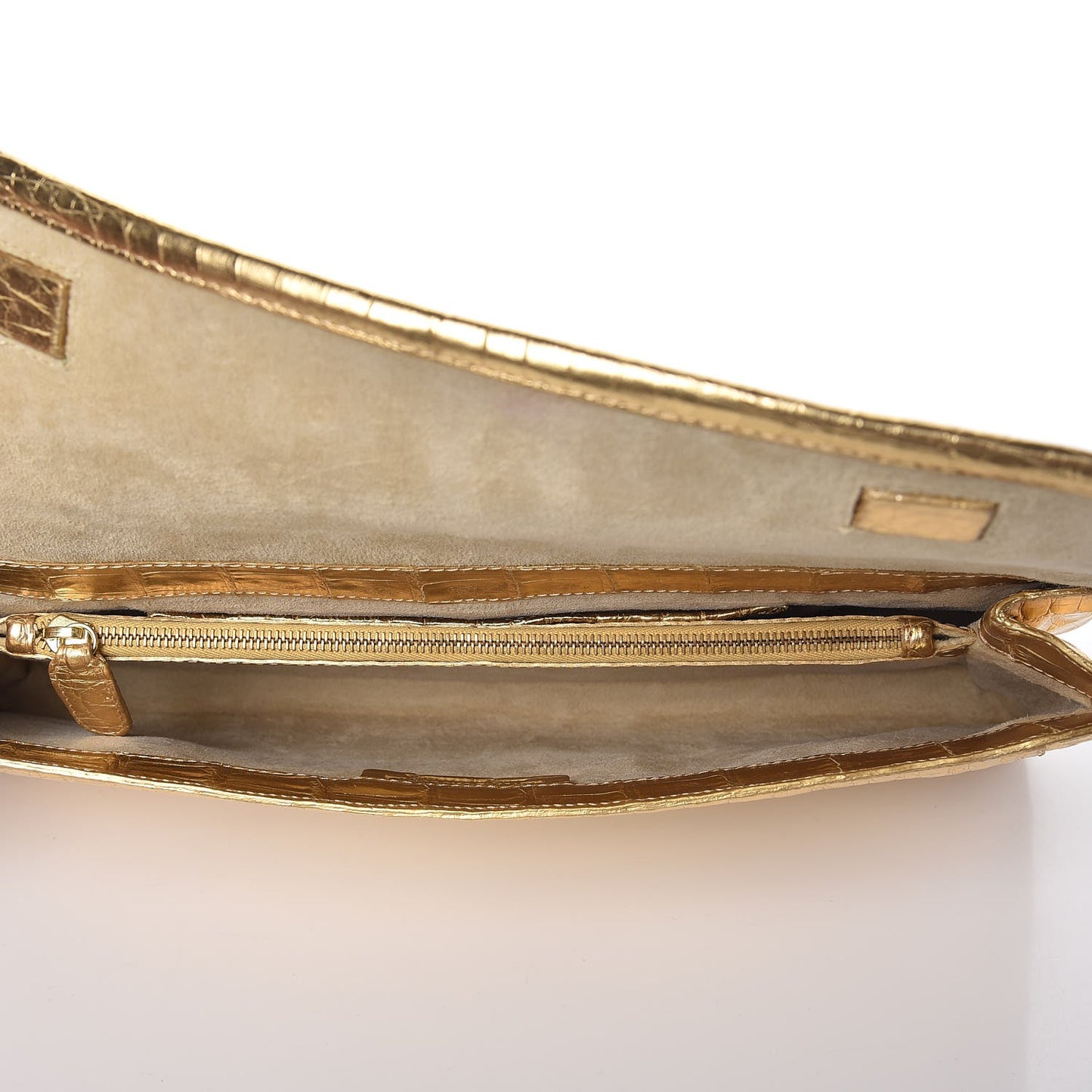 Metallic Crocodile Clutch Gold