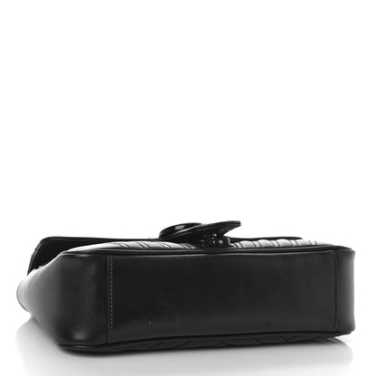 Gucci Calfskin Matelasse Monochrome Small GG Marmont Shoulder Bag Black 4 of 8