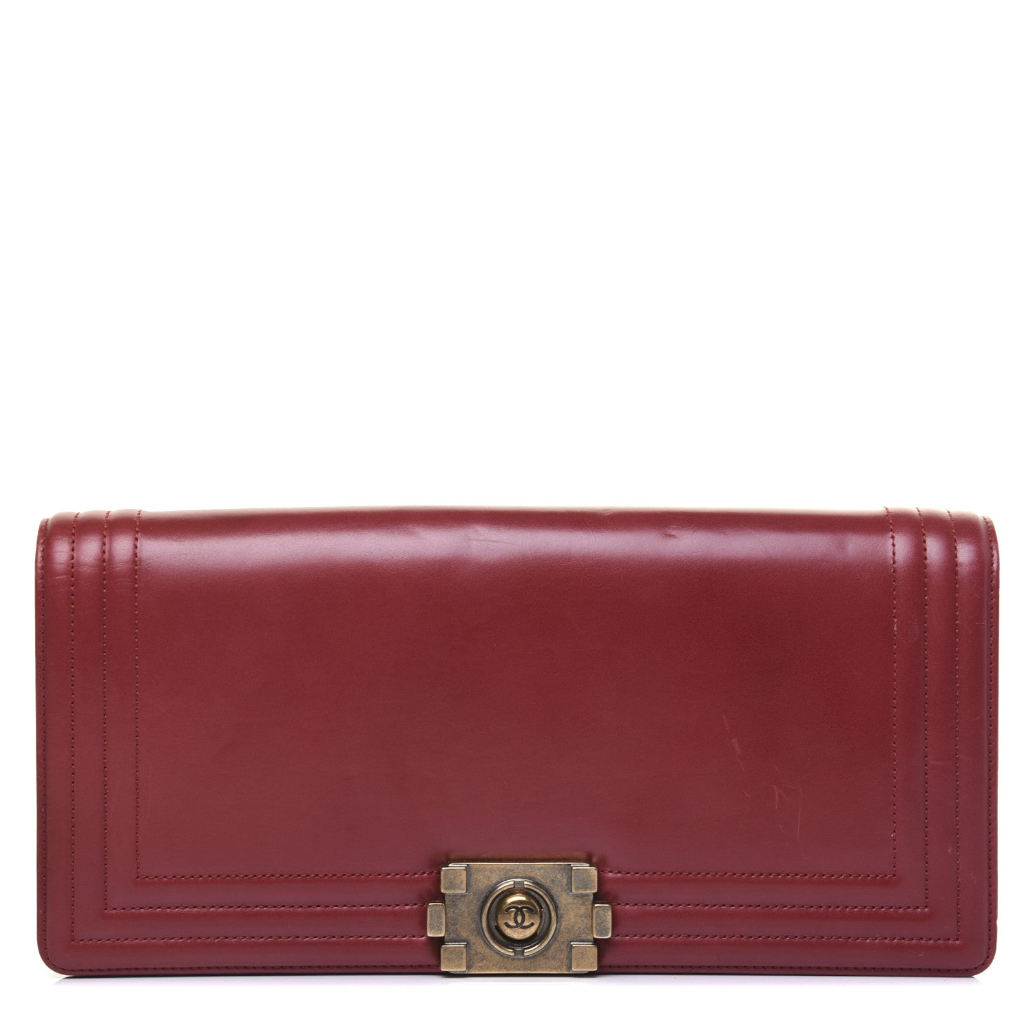 Chanel Glazed Calfskin Boy Flap Clutch Red 1 of 17