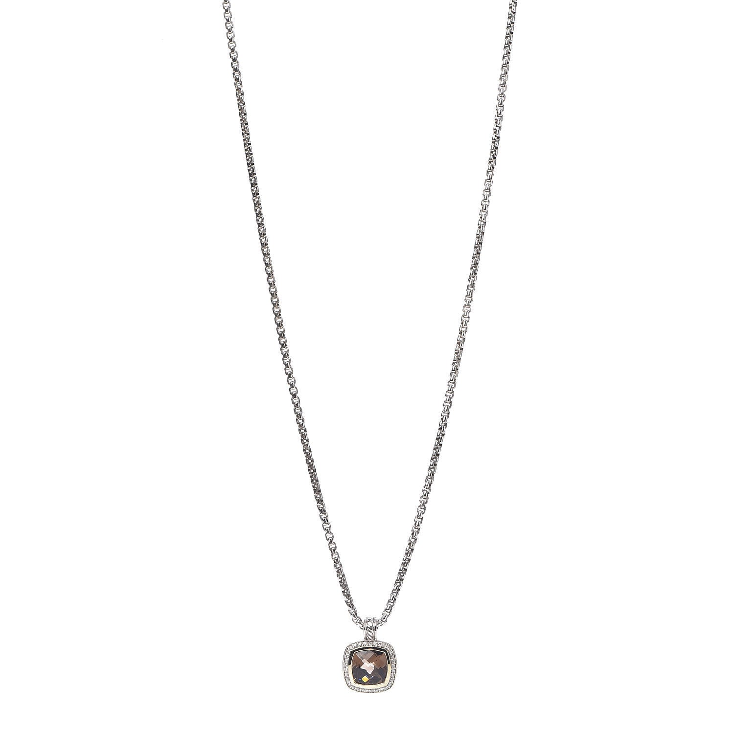 David Yurman Sterling Silver 18K Yellow Gold Diamond 11mm Albion Pendant Necklace 1 of 6