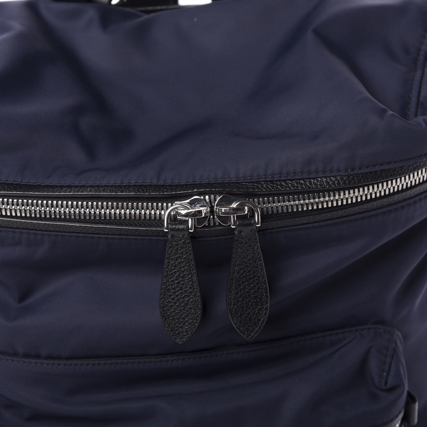 Nylon Pebbled Calfskin Backpack Navy