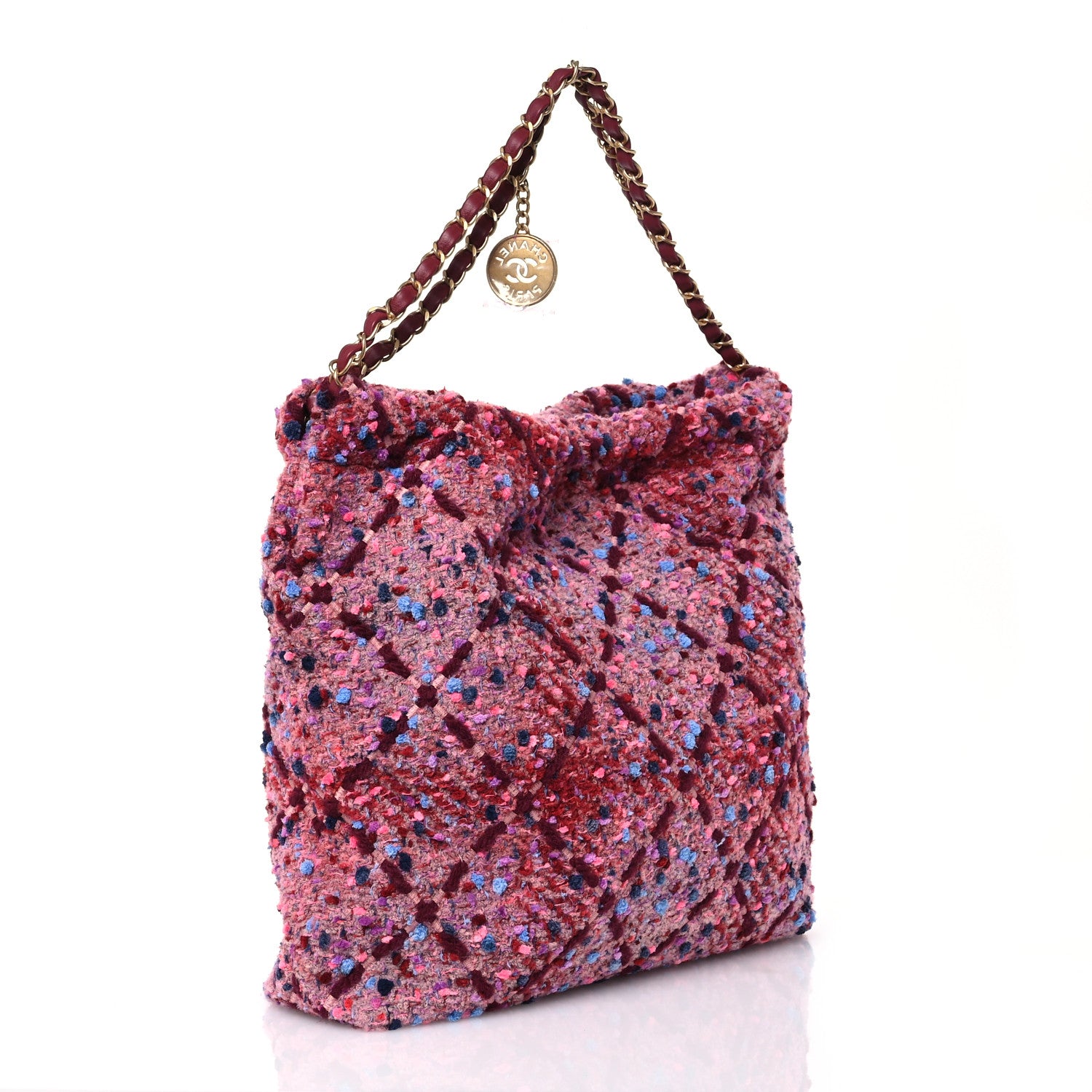 Chanel Tweed Quilted Chanel 22 Pink Blue Navy Burgundy Purple 4 of 12