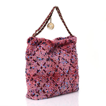 Chanel Tweed Quilted Chanel 22 Pink Blue Navy Burgundy Purple 4 of 12
