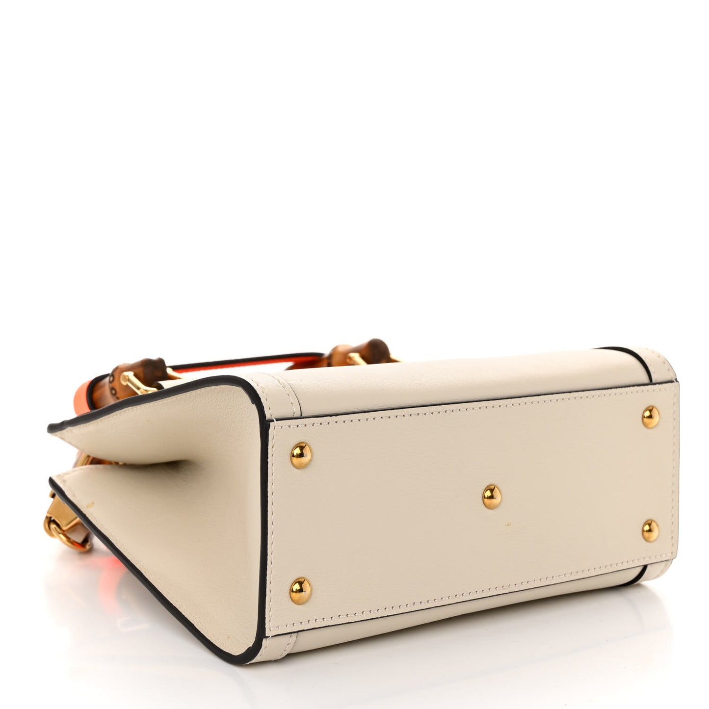 Wonka Grain Calfskin Mini Diana Tote Bag Mystic White Orange Fluo