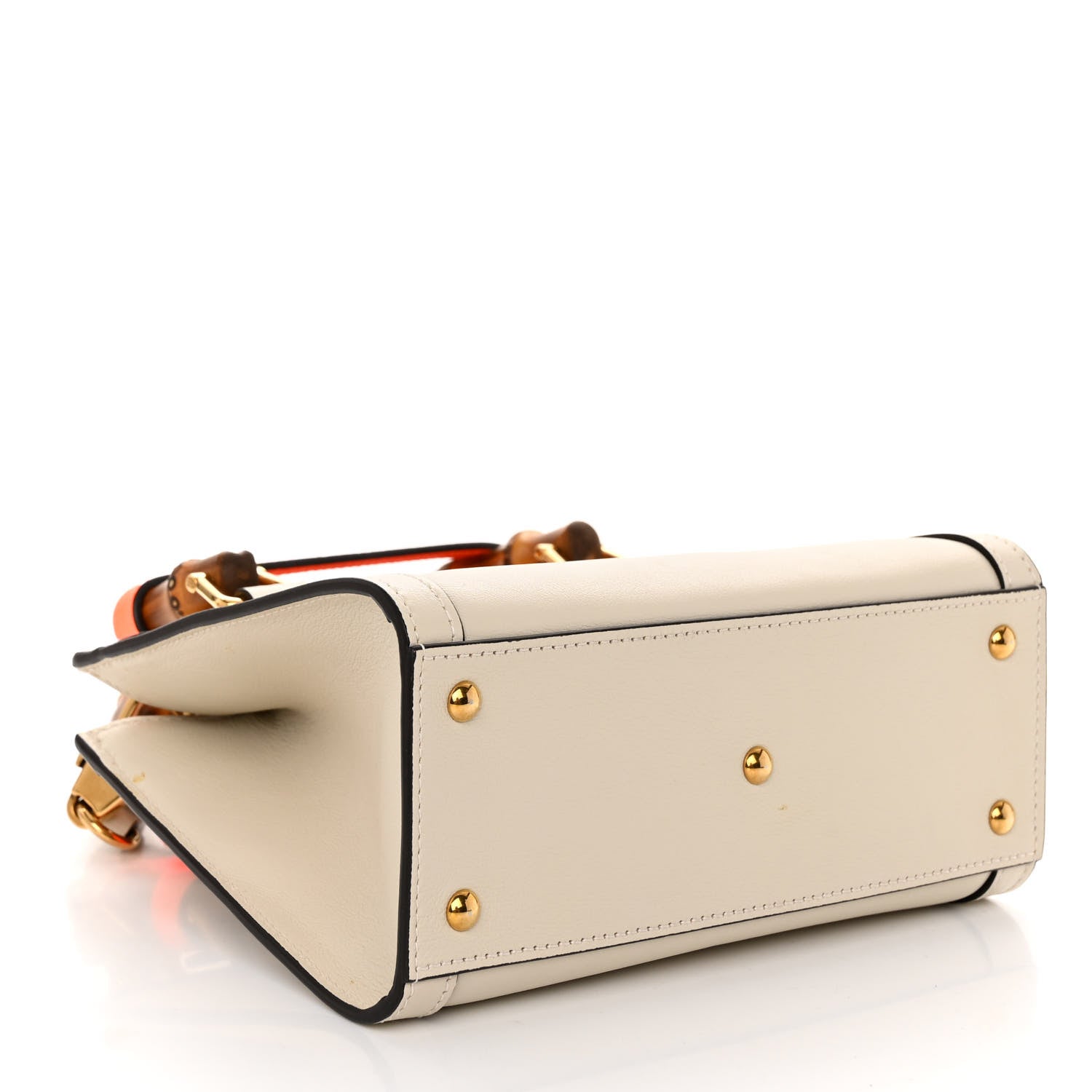 Gucci Wonka Grain Calfskin Mini Diana Tote Bag Mystic White Orange Fluo 4 of 9