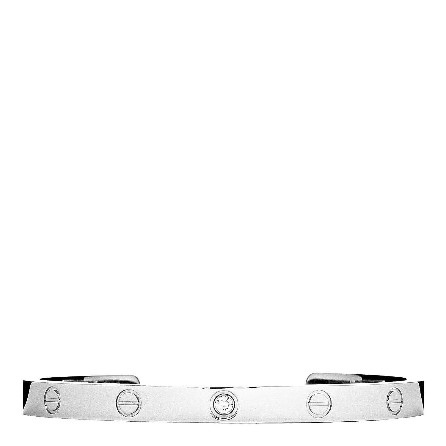 Cartier 18K White Gold 1 Diamond LOVE Cuff Bracelet 19 1 of 5