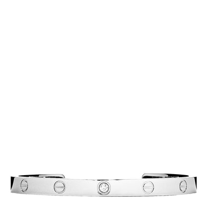 Cartier 18K White Gold 1 Diamond LOVE Cuff Bracelet 19 1 of 5