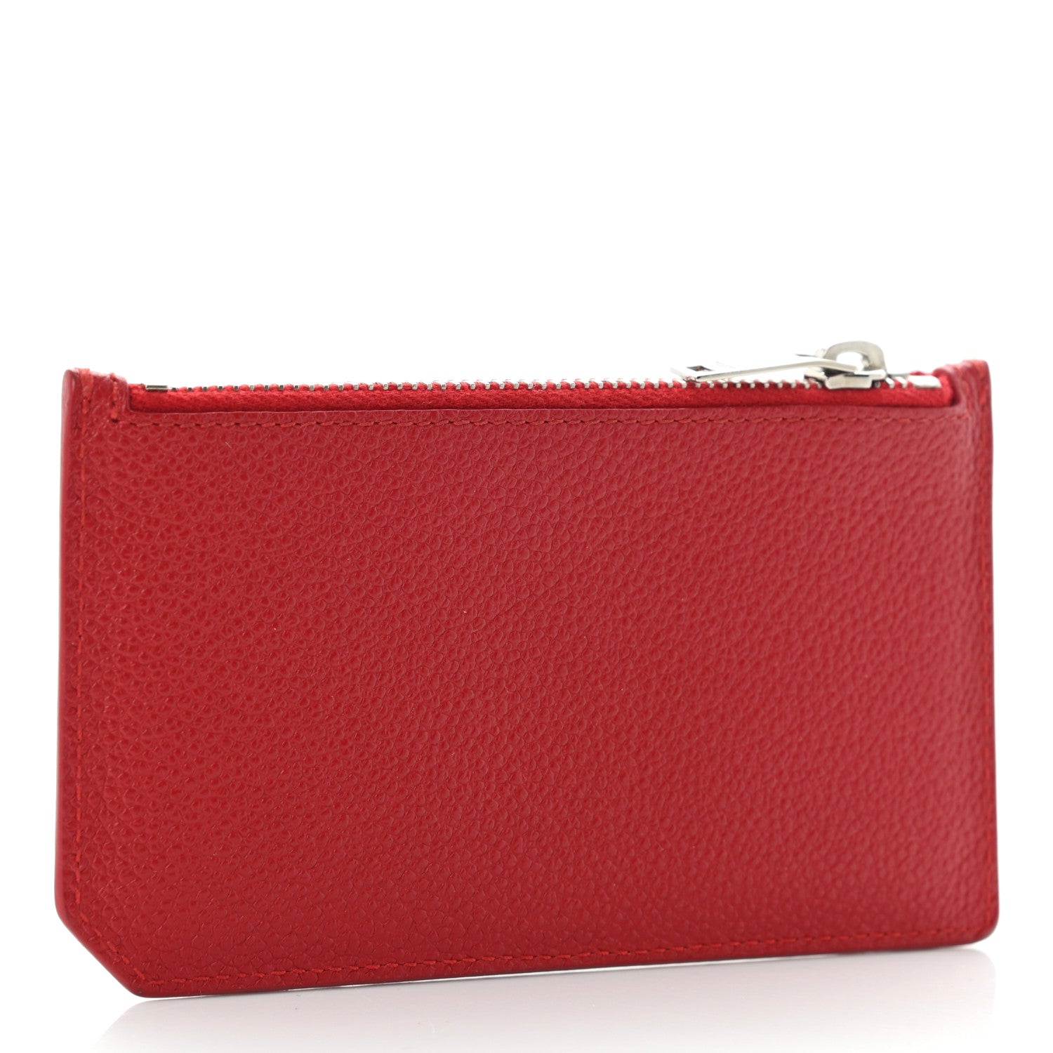 Saint Laurent Grained Calfskin 5 Fragments Zip Pouch Card Holder New Red 3 of 9