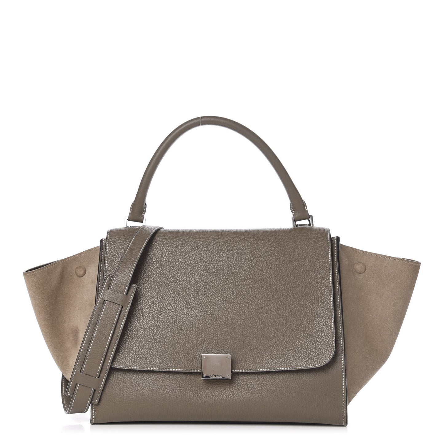Drummed Calfskin Suede Small Trapeze Souris