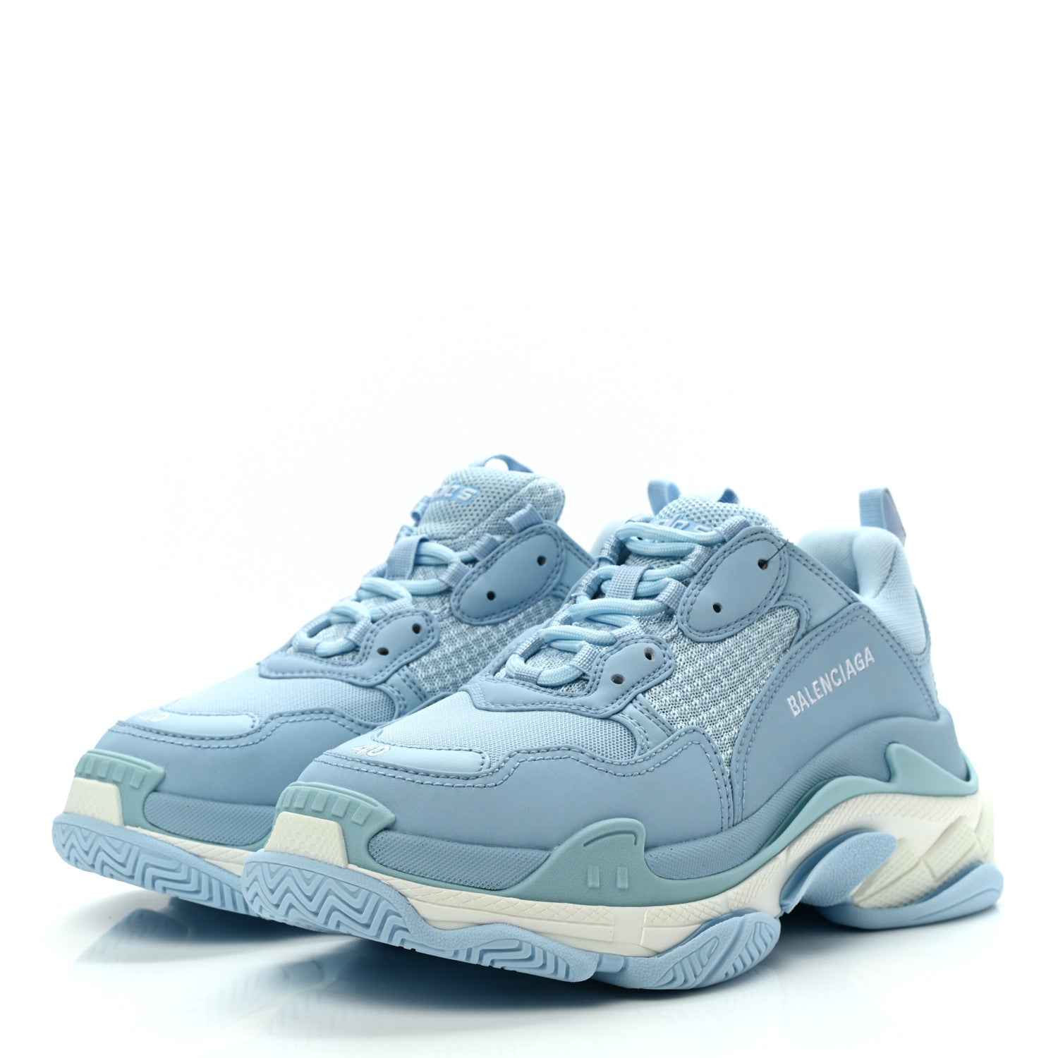 Balenciaga Fabric Mesh Womens Triple S Sneakers 40 Light Blue White 3 of 8