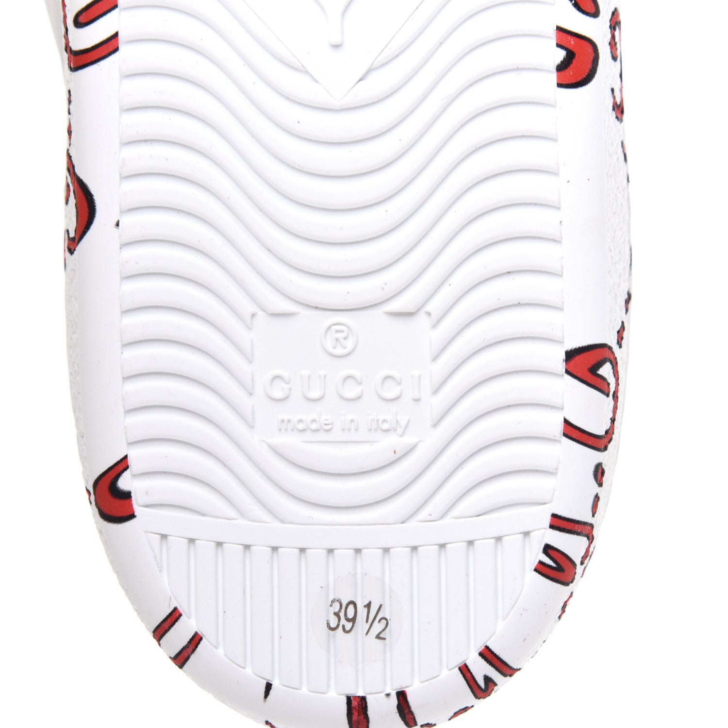 Gucci Calfskin GucciGhost Print Womens Ace Sneakers 39.5 White Hibiscus Red 7 of 9