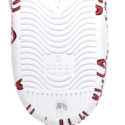 Gucci Calfskin GucciGhost Print Womens Ace Sneakers 39.5 White Hibiscus Red 7 of 9