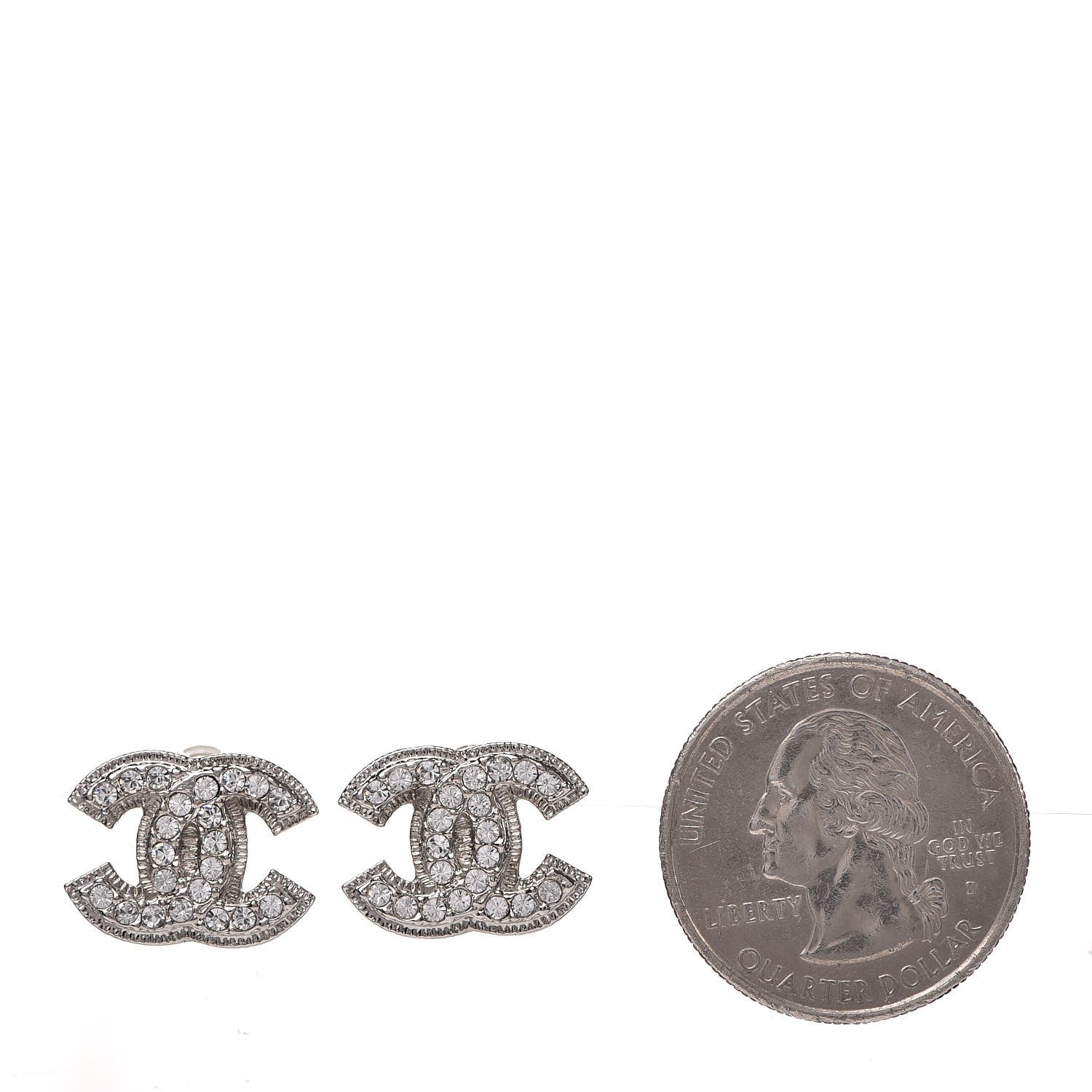 Chanel Crystal CC Earrings Silver 2 of 5