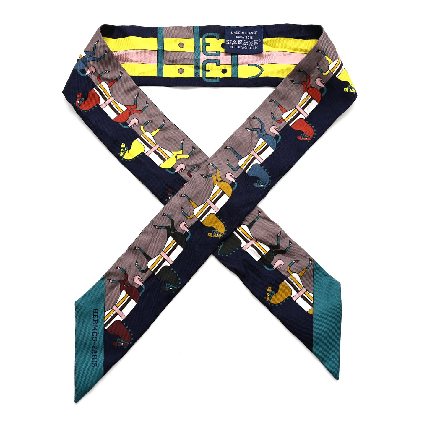 Silk Rocabar Twilly Marine Jaune Vif Vert