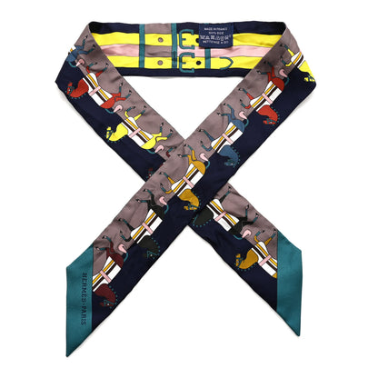 Hermes Silk Rocabar Twilly Marine Jaune Vif Vert 1 of 4