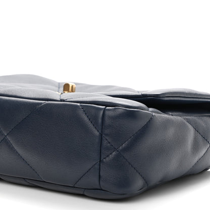 Chanel Goatskin Quilted Medium Chanel 19 Flap Navy Blue 10 of 10