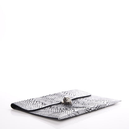 Alexander McQueen Metallic Python Embossed Skull Envelope Clutch Silver 4 of 10