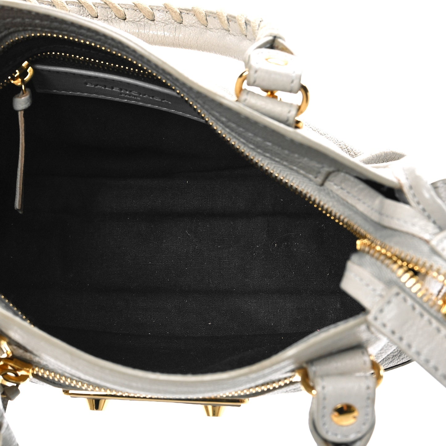 Chevre Gold Metallic Edge Hardware Mini City Gris Clair Gris Perle