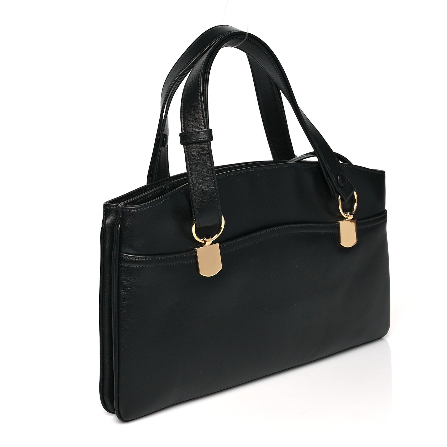 Vitello Palmellato Lux Large Arli Top Handle Bag Black