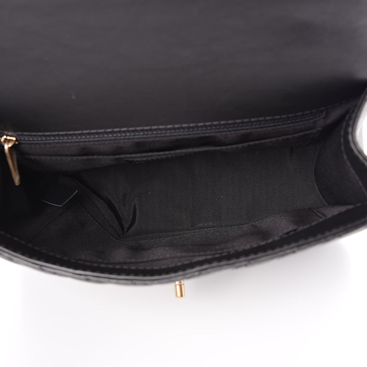 Calfskin Chevron Quilted Top Handle Flap Black