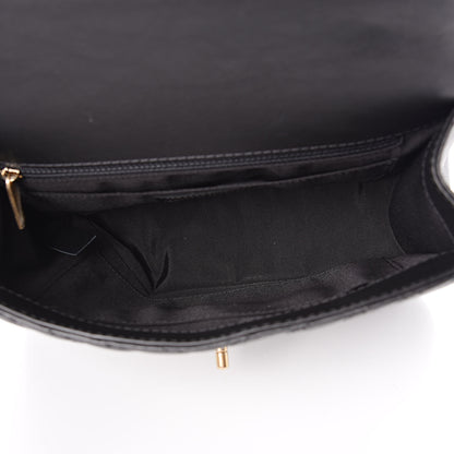 Chanel Calfskin Chevron Quilted Top Handle Flap Black 5 of 11