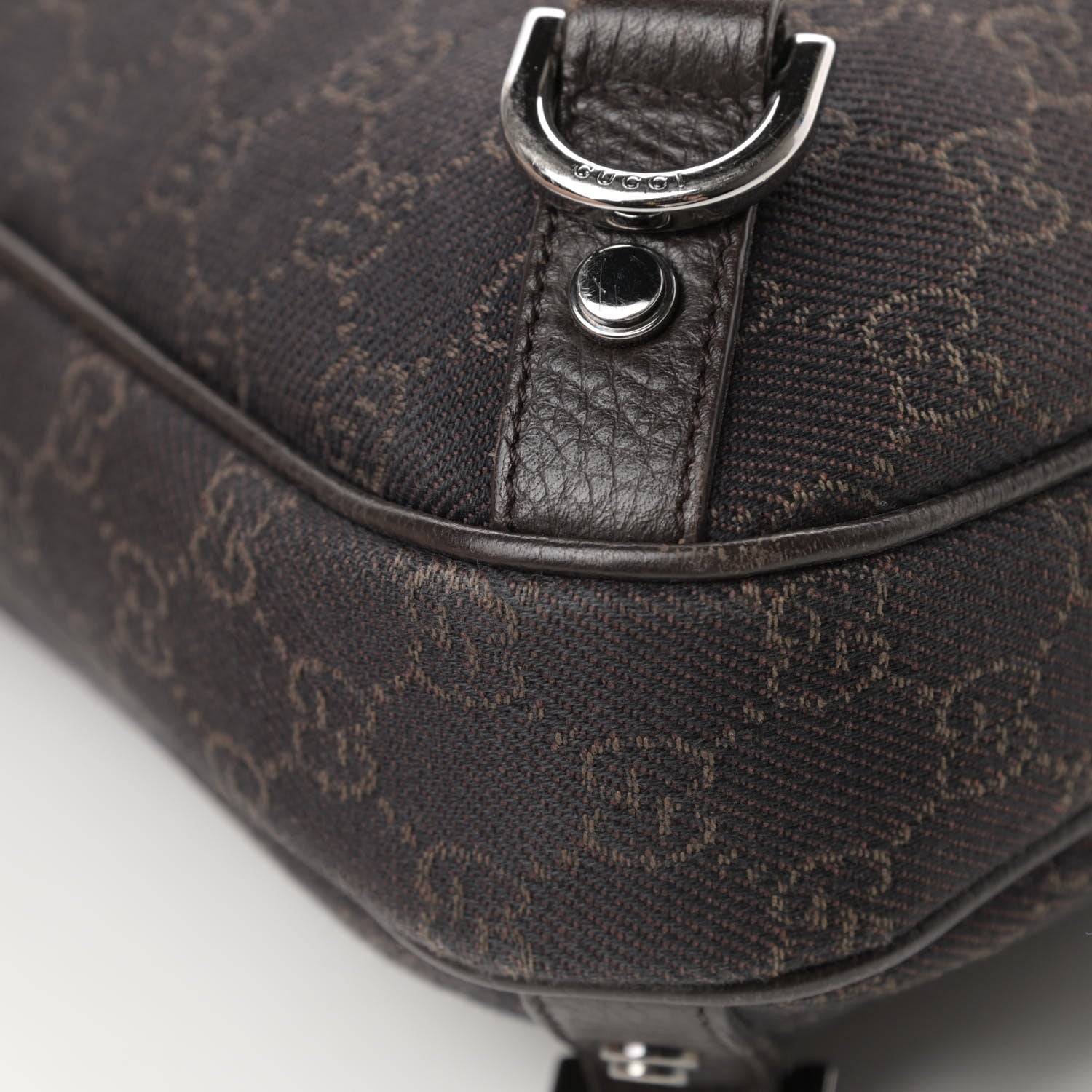 Gucci Denim Monogram Abbey D Ring Hobo Brown 11 of 13