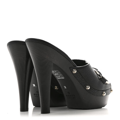 Gucci Cellarius Soft Calfskin Icon Bit 30/120mm Platform Clog Sandals 36 Black 5 of 11