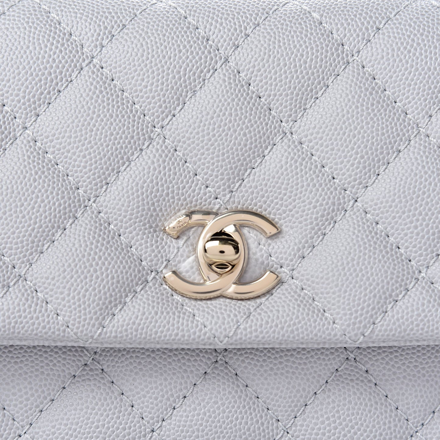 Caviar Quilted Mini Coco Handle Flap Light Grey