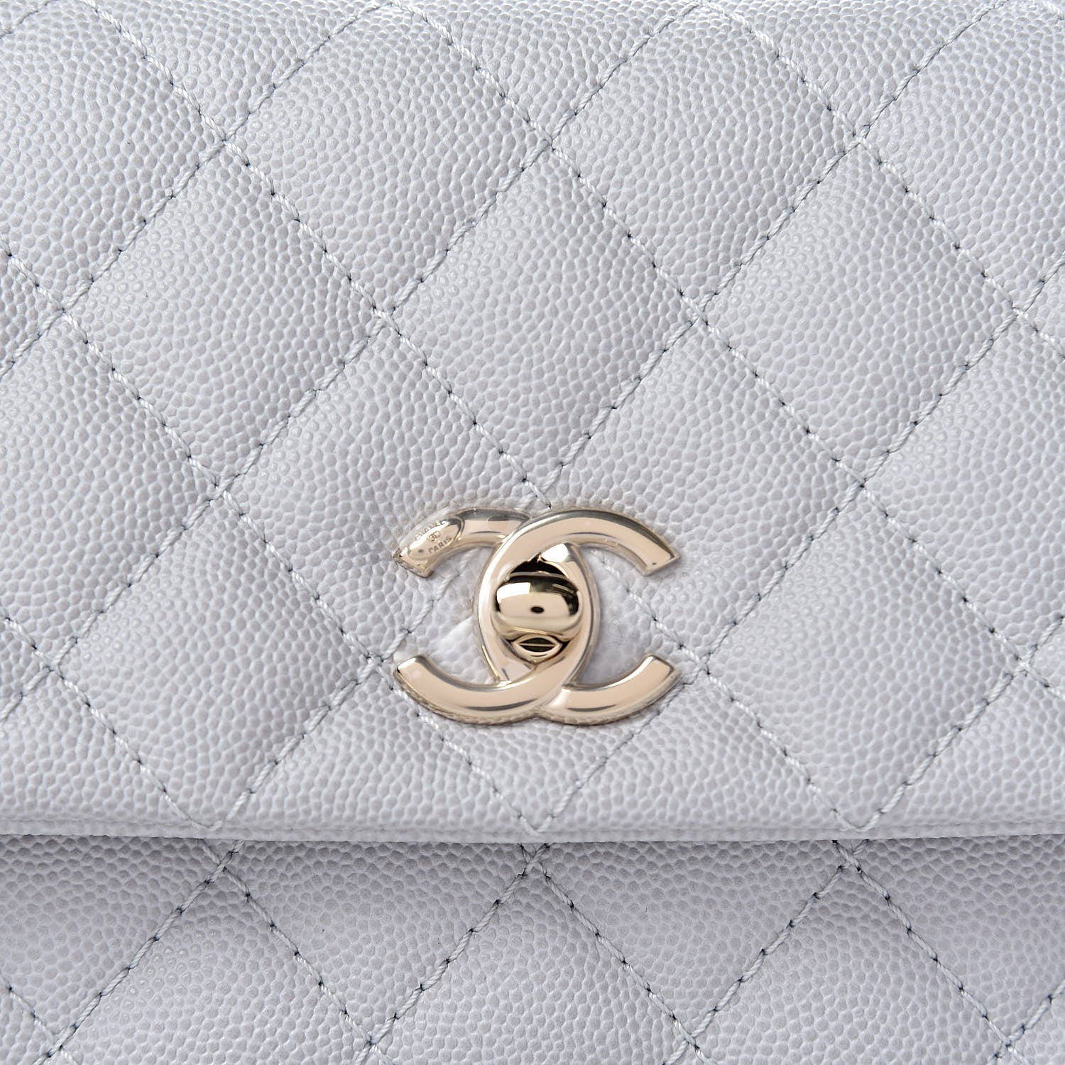 Chanel Caviar Quilted Mini Coco Handle Flap Light Grey 10 of 11