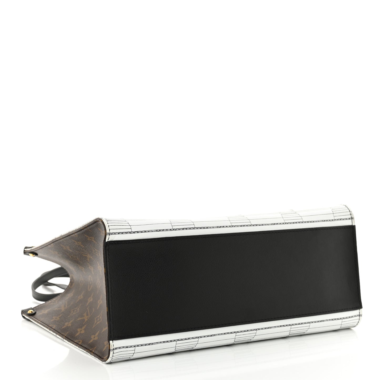 X FORNASETTI Calfskin Architettura Onthego MM Black White