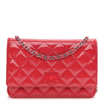 Chanel Patent Calfskin Quilted Reissue Wallet On Chain WOC Pink 1 of 12