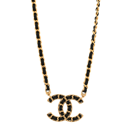 Chanel Metal Lambskin CC Buckle Up Necklace Black Gold 1 of 5