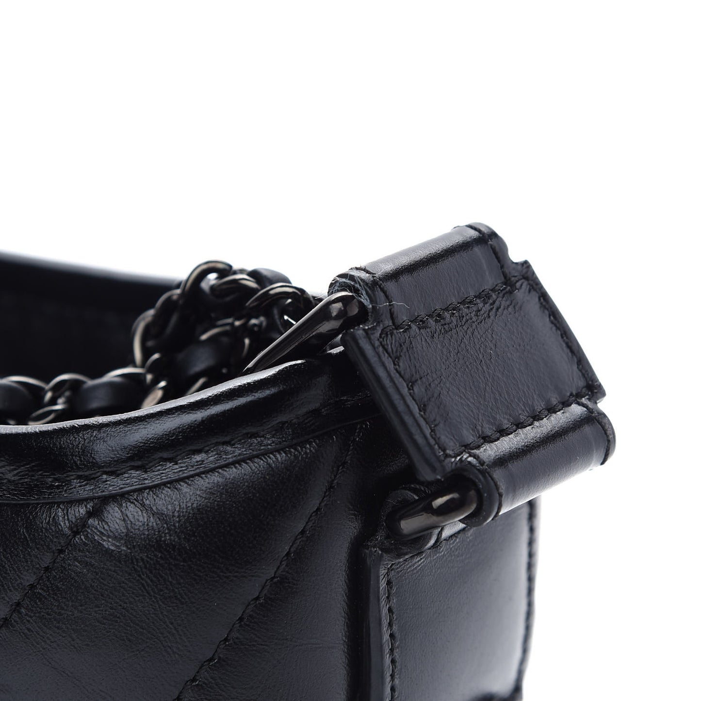 Aged Calfskin Chevron Quilted Small Gabrielle Hobo So Black
