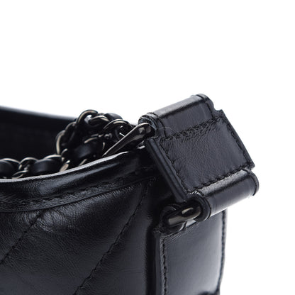 Chanel Aged Calfskin Chevron Quilted Small Gabrielle Hobo So Black 10 of 18